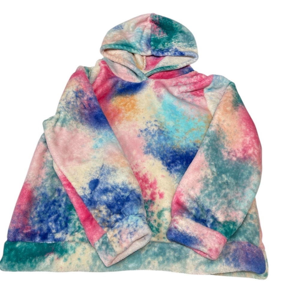 H&M Youth Tie Dye Multi-Color Teddy Fleece‎ Hoodie Size 8/10